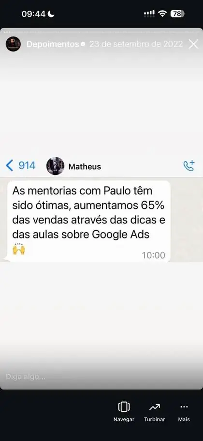 Depoimento: aumento de 65% nas vendas com as mentorias